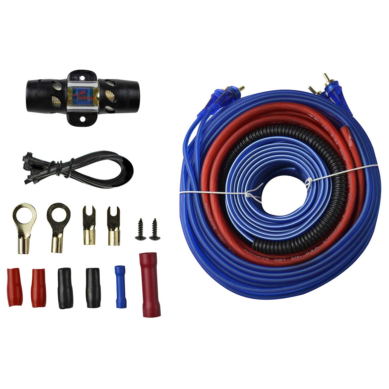 AMP WIRING KIT AUDIOPIPE 8 GA.FOR SYSTEMS UP TO 1500WATTS