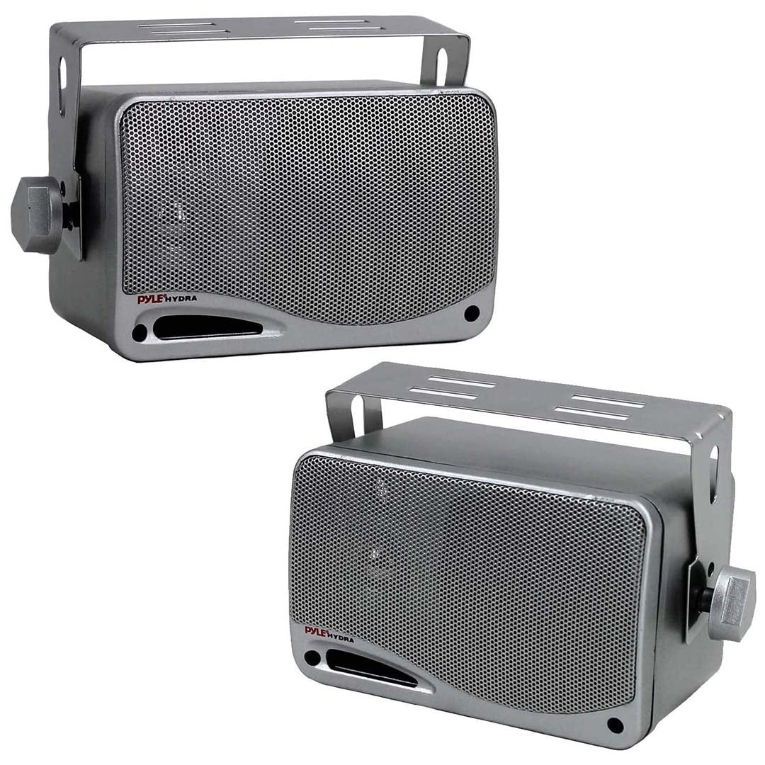 Pyle Marine 2-Way Box Speakers with 3.5” Woofer (Silver)