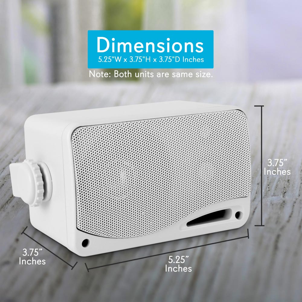 Pyle Marine 2-Way Box Speakers with 3.5” Woofer (White)