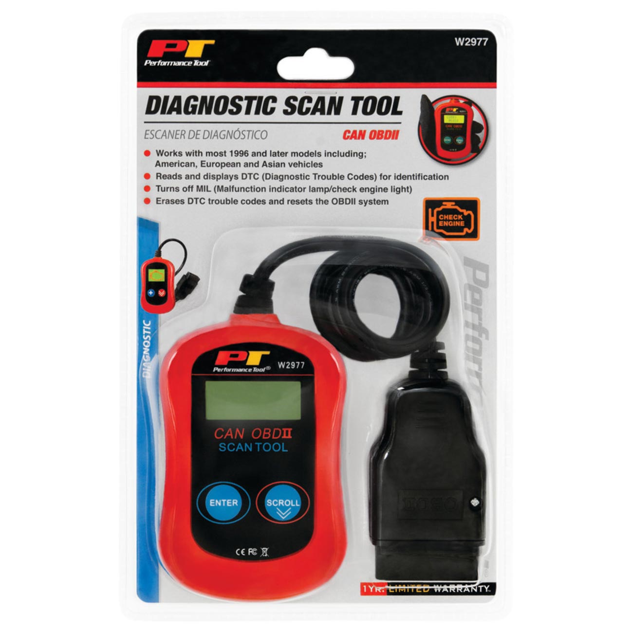 Performance Tool CAN OBD II Scanner Tool For Check Engine Light