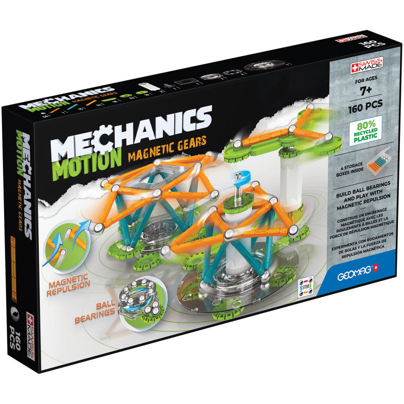 GEOMAG - Mechanics Magnetic Gears Recycled, 160 Pieces