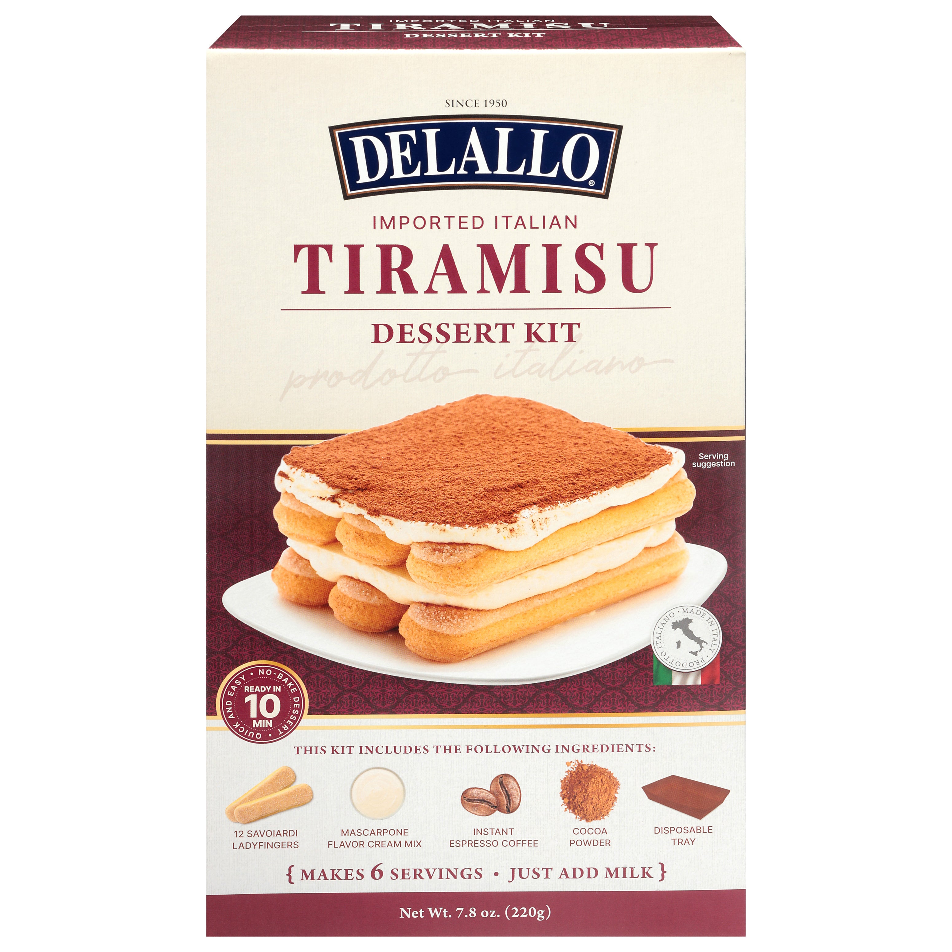 DeLallo Imported Italian Tiramisu Dessert Kit 7.8 oz - Case of 10