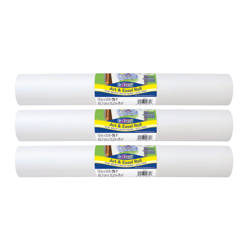 PRANG - Art & Easel Roll, White, 18" x 50', 3 Rolls