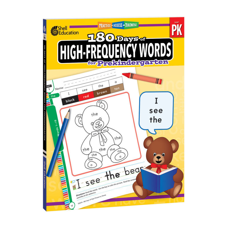 SHELL EDUCATION - 180 Days of High-Frequency Words for Prekindergarten