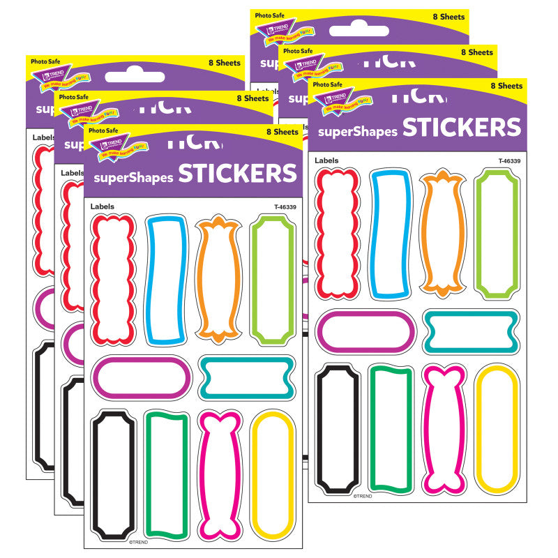 TREND - Labels superShapes Stickers-Large, 80 Per Pack, 6 Packs