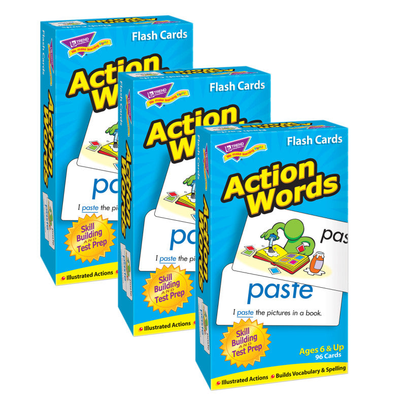 TREND - Action Words Skill Drill Flash Cards, 3 Packs