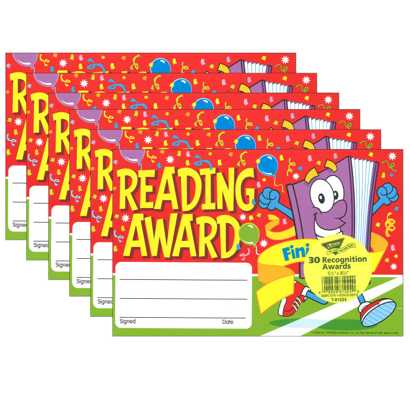 TREND - Reading Award Finish Line Recognition Awards, 30 Per Pack, 6 Packs