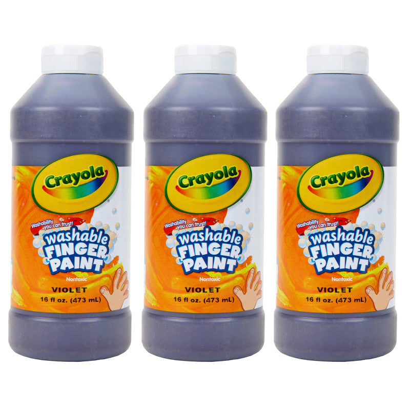 Washable Finger Paint, Violet, 16 oz, Pack of 3