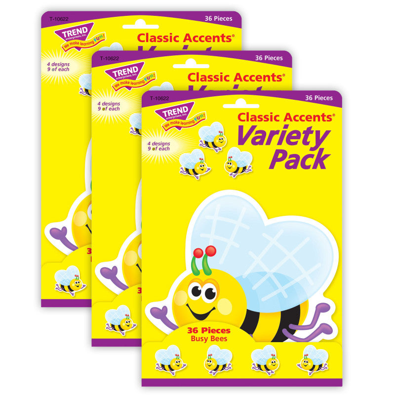 TREND - Busy Bees Classic Accents® Variety Pack, 36 Per Pack, 3 Packs