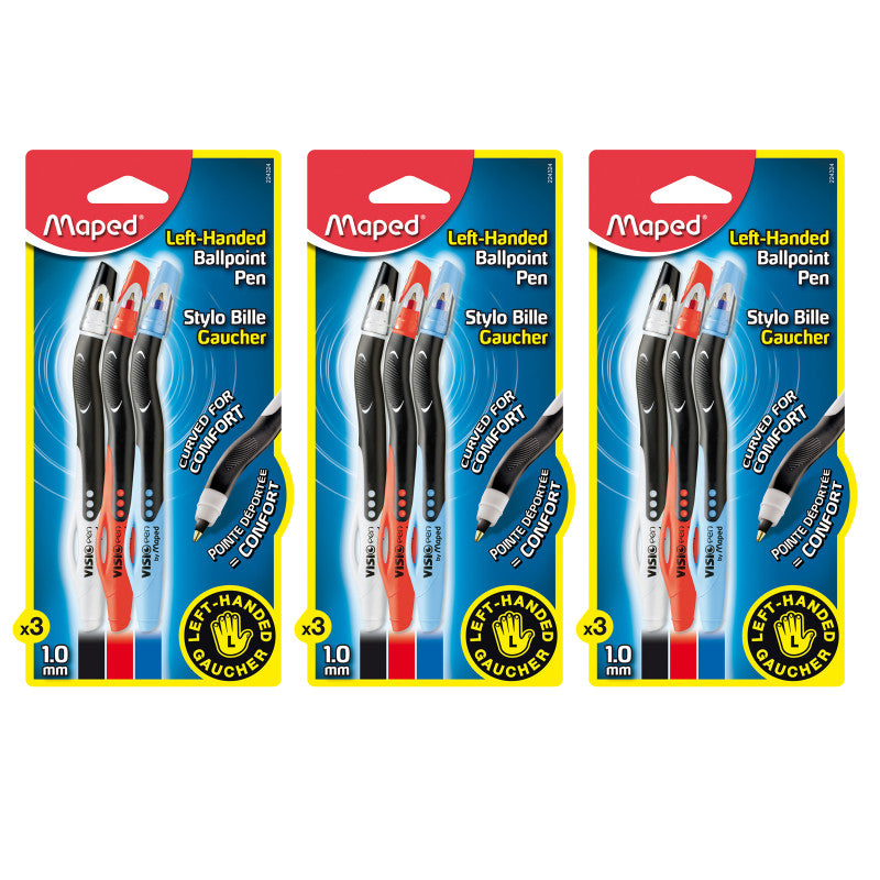 MAPED - Visio Pen Ball-Point For Lefties, 3 Per Pack, 3 Packs