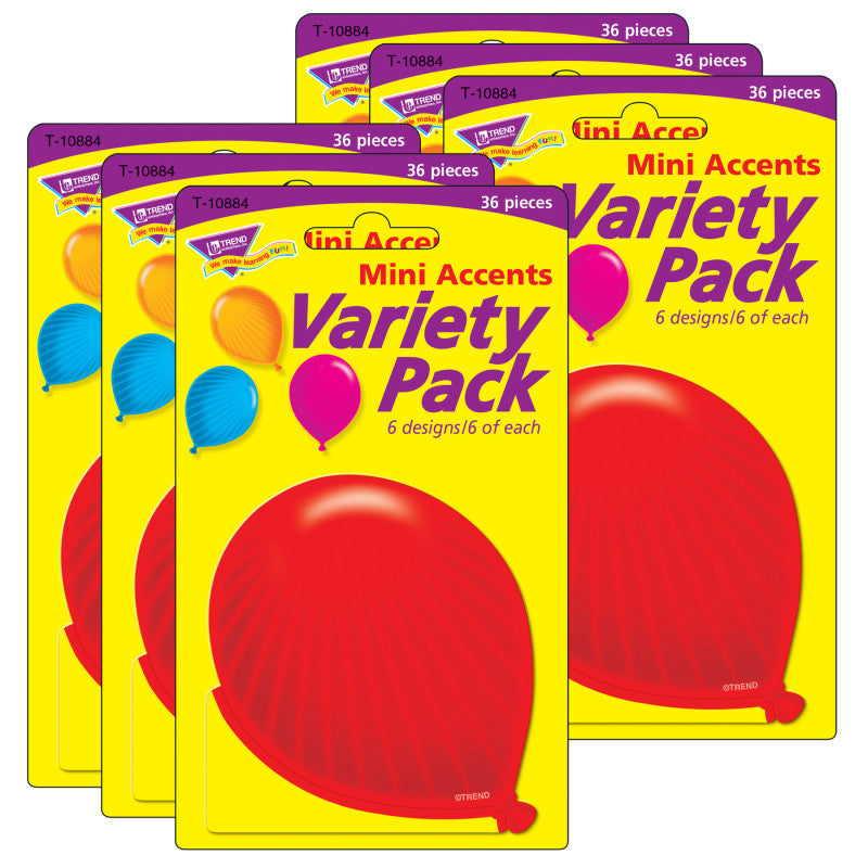 TREND - Party Balloons Mini Accents Variety Pack, 36 Per Pack, 6 Packs