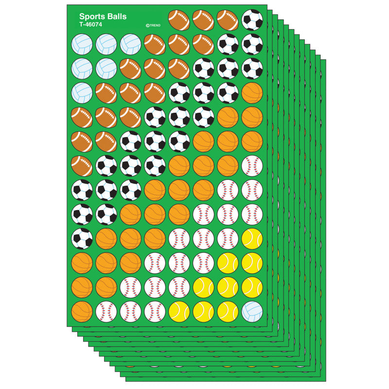 TREND - Sports Balls superShapes Stickers, 800 Per Pack, 12 Packs