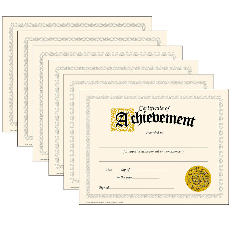 TREND - Certificate of Achievement Classic Certificates, 30 Per Pack, 6 Packs