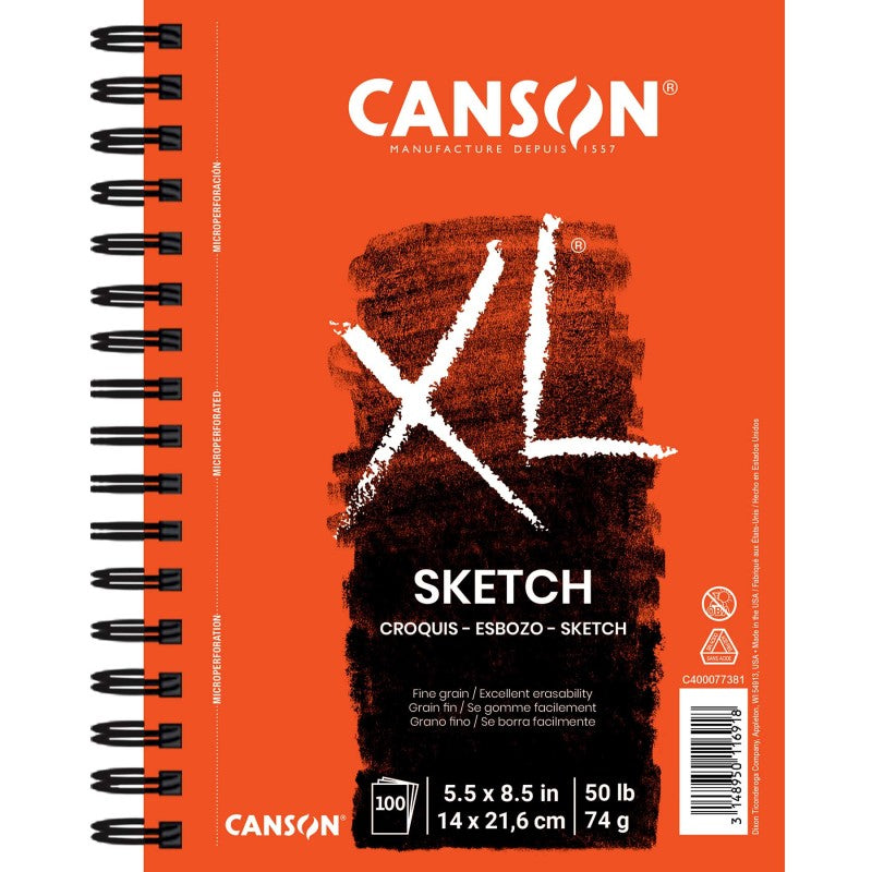 XL Series Sketch Pad, Side Wire Binding, 100 Sheet, 5.5x8.5 inch, 1 Count