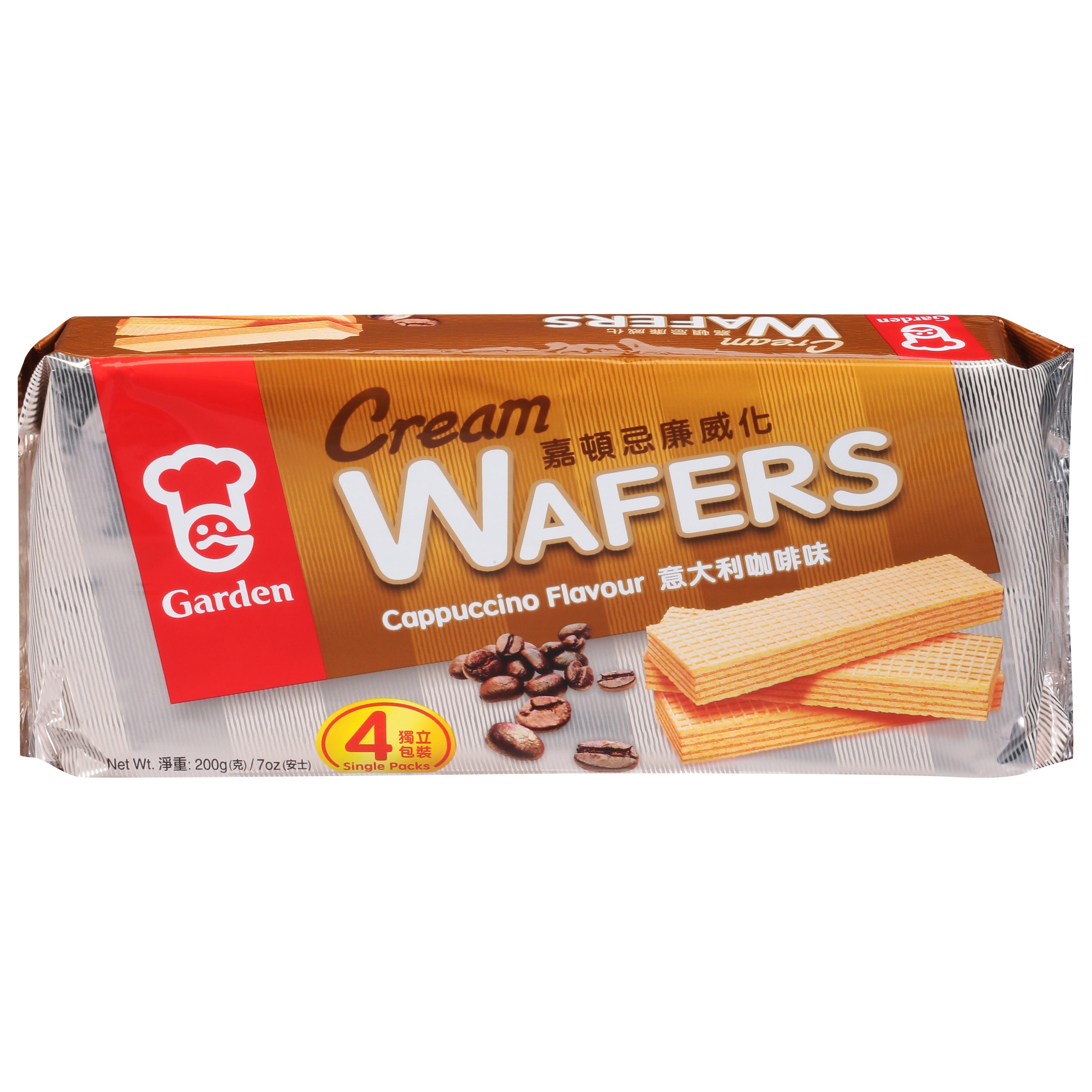 Garden Cream Cappuccino Flavour Wafers 4 Single Packs - Case of 8