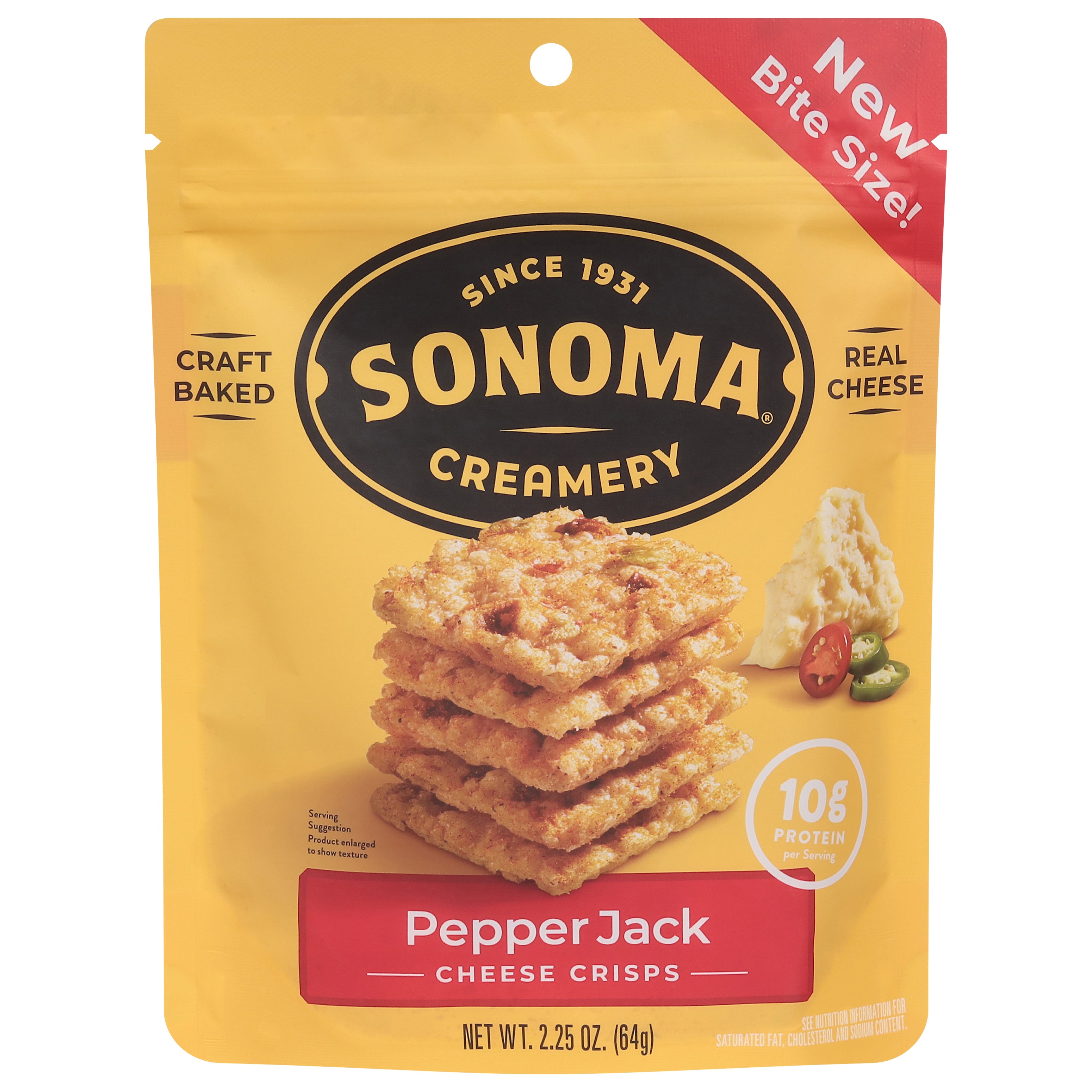 Sonoma Creamery Pepper Jack Cheese Crisps Bite Size! 2.25 oz - Case of 6