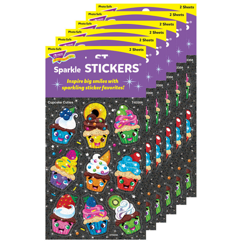 TREND - Cupcake Cuties Sparkle Stickers®, 18 Per Pack, 6 Packs