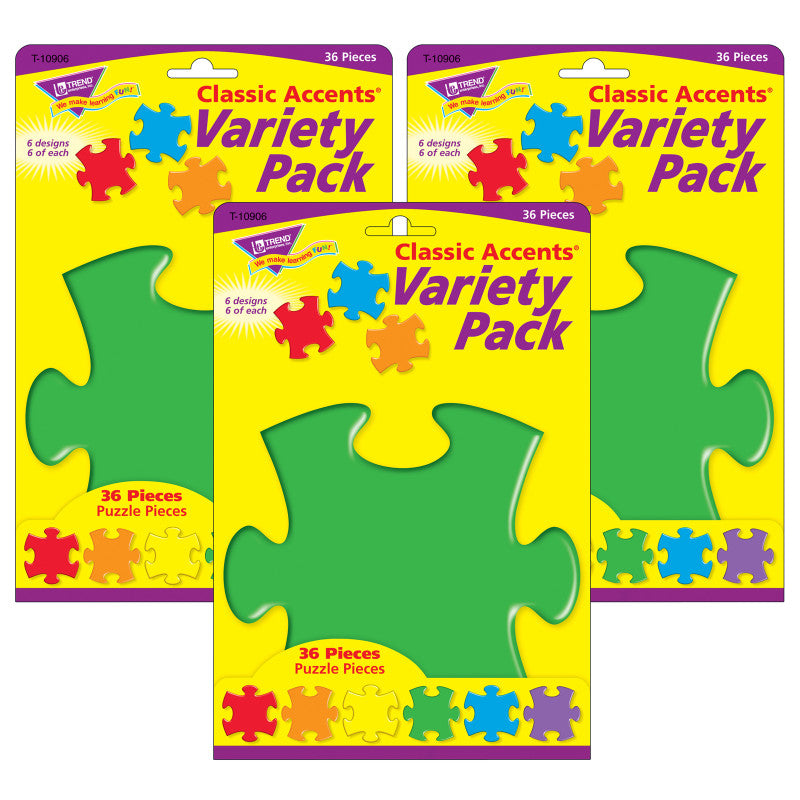 TREND - Puzzle Pieces Classic Accents® Variety Pack, 36 Per Pack, 6 Packs