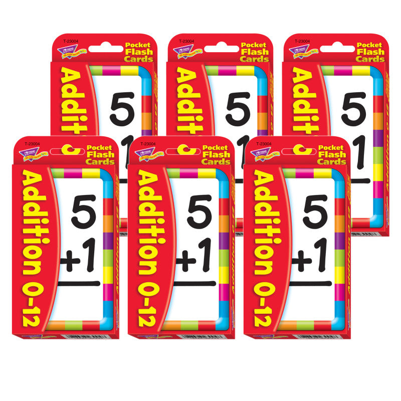 TREND - Addition 0-12 Pocket Flash Cards, 6 Packs