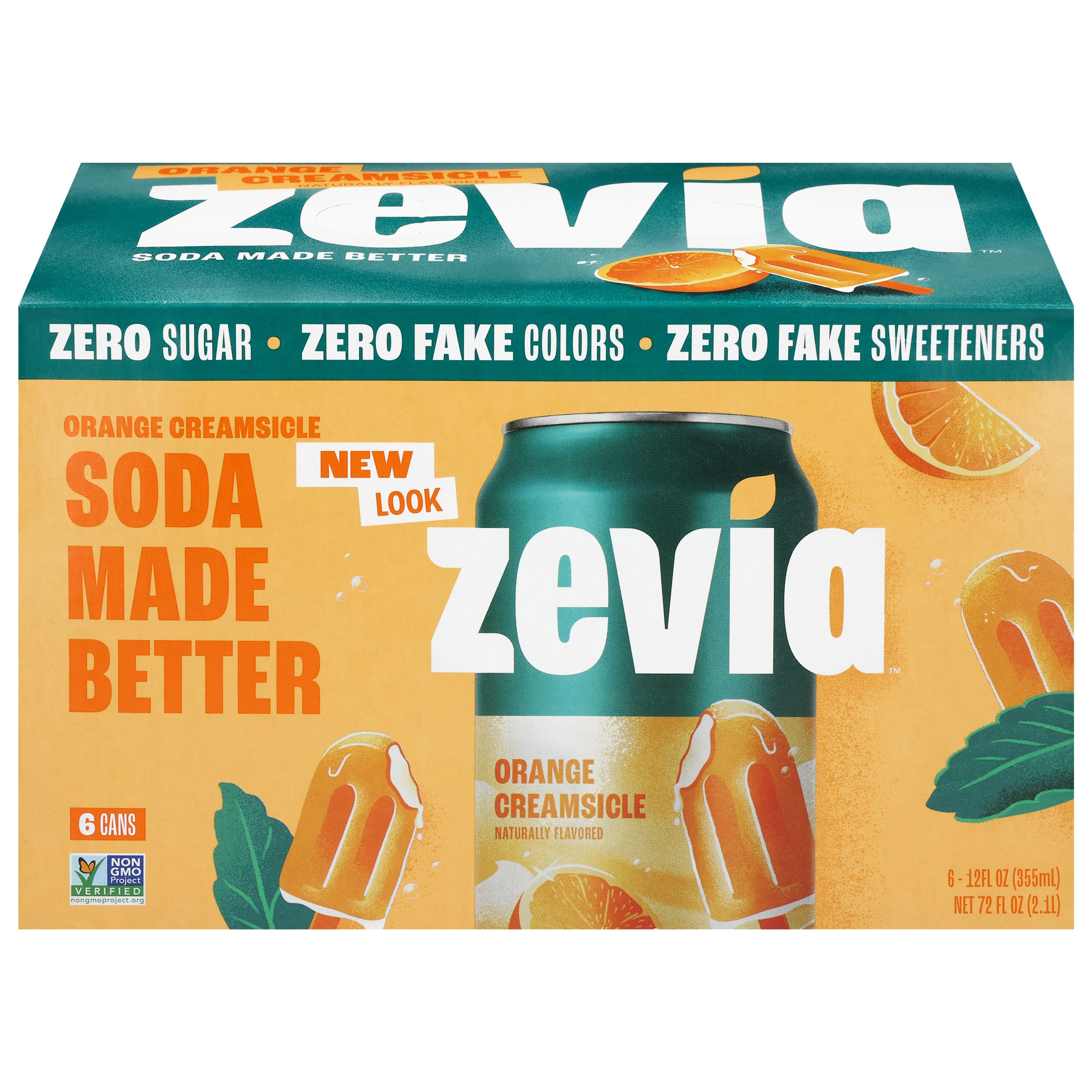 Zevia Zero Sugar Orange Creamsicle Soda 6 - 12 fl oz Cans - Case of 4