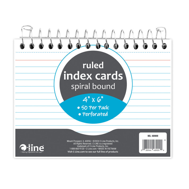 Spiral Bound Index Card Notebook, 4" x 6", Ruled