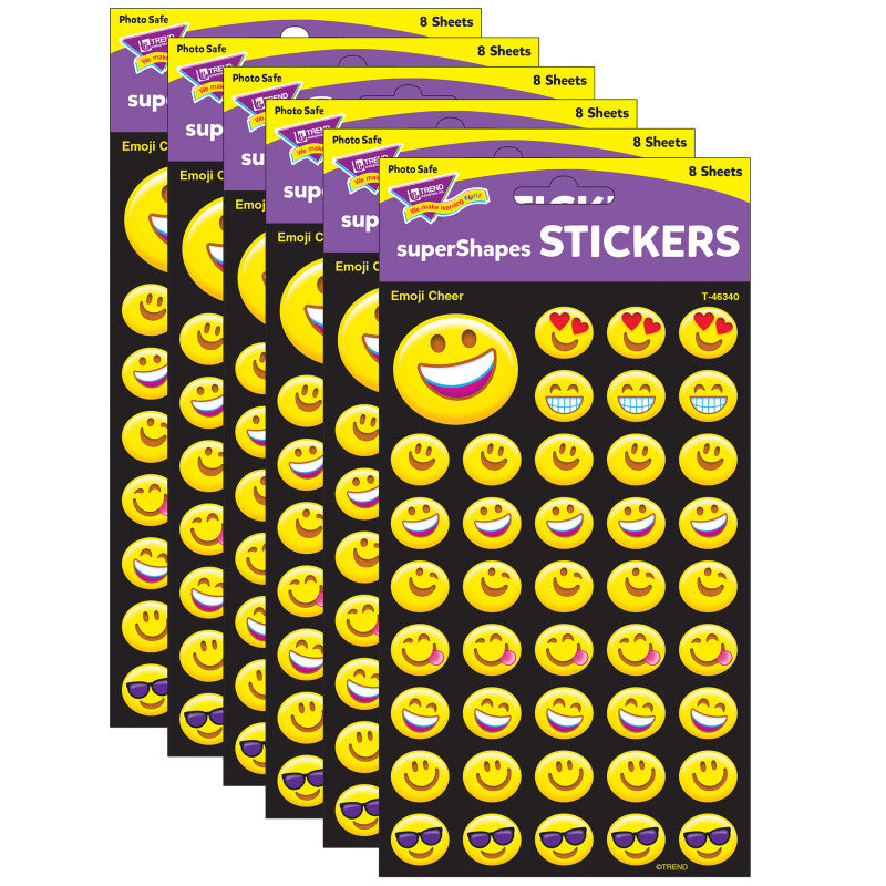 TREND - Emoji Cheer superShapes Stickers-Large, 336 Per Pack, 6 Packs