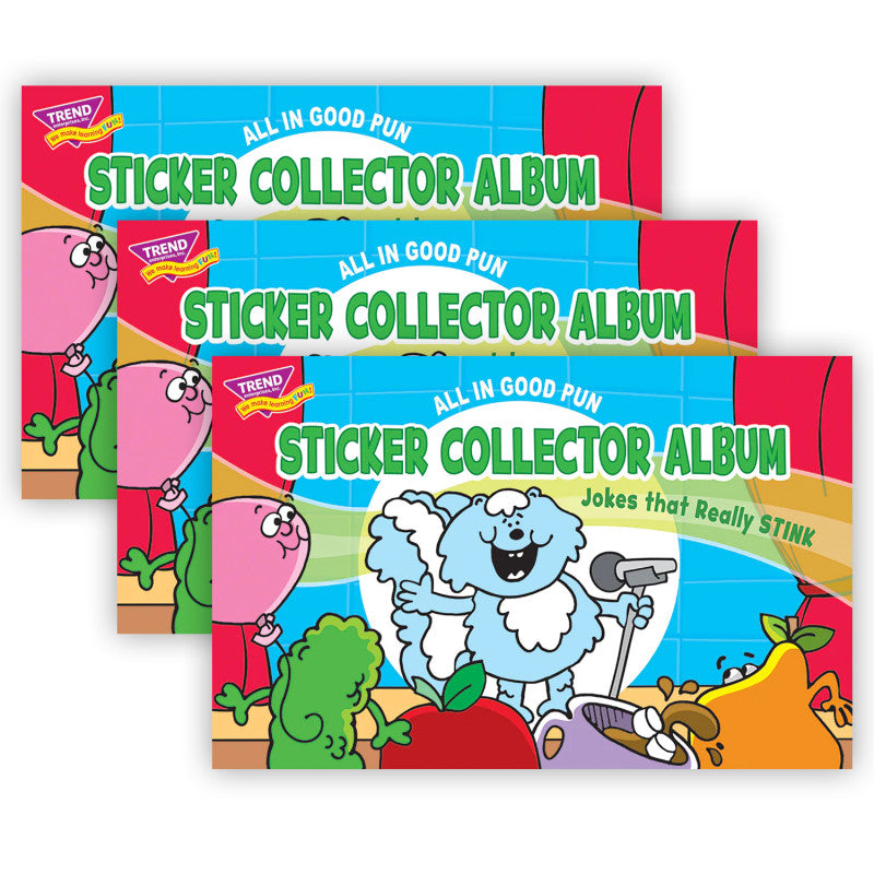 TREND - All in Good Pun Sticker Collector Album, 16 Pages, 8.5" x 5.5", Pack of 3
