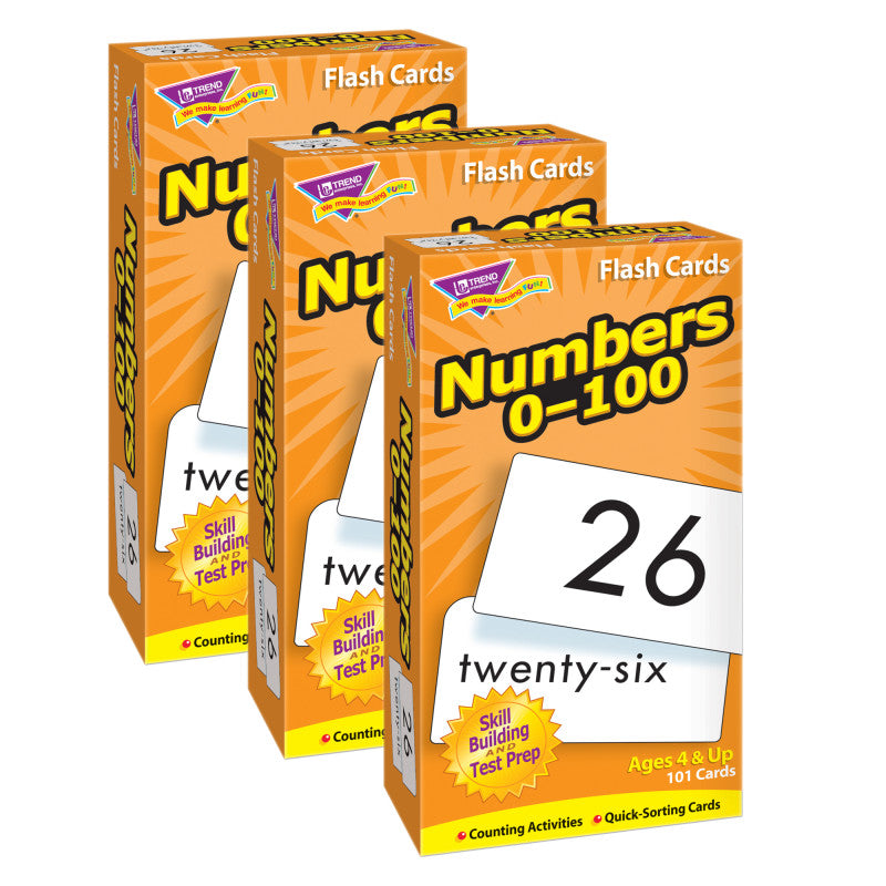 TREND - Numbers 0-100 Skill Drill Flash Cards, Pack of 3