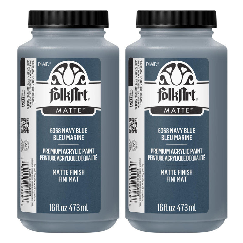 Acrylic Paint Matte, 16oz., Navy Blue, Pack of 2