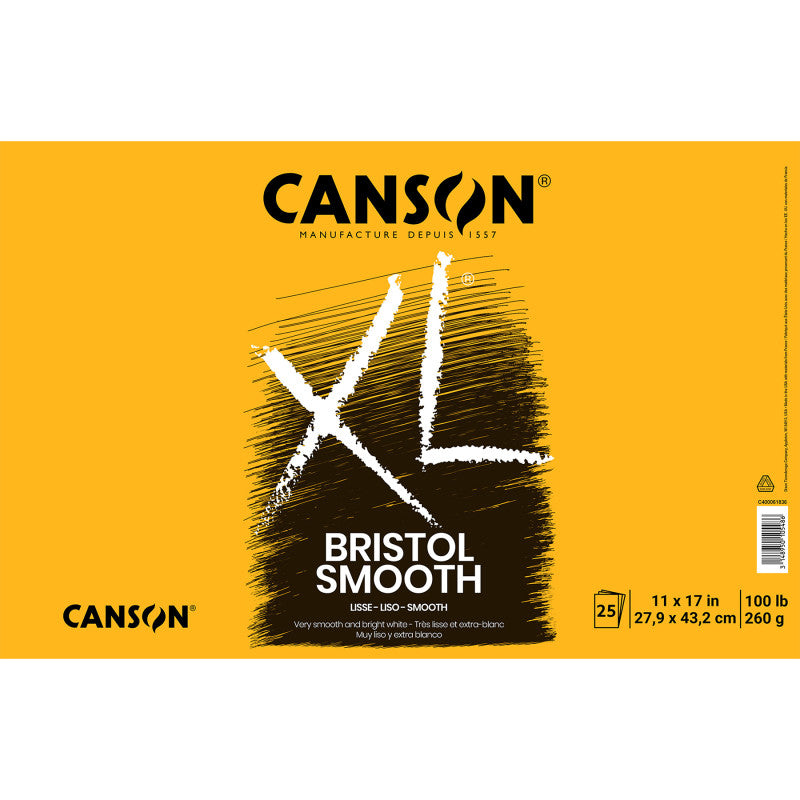 XL Series Bristol Pad, Smooth Finish, Foldover Binding, 25 Sheet, 11x17 inch, 1 Count