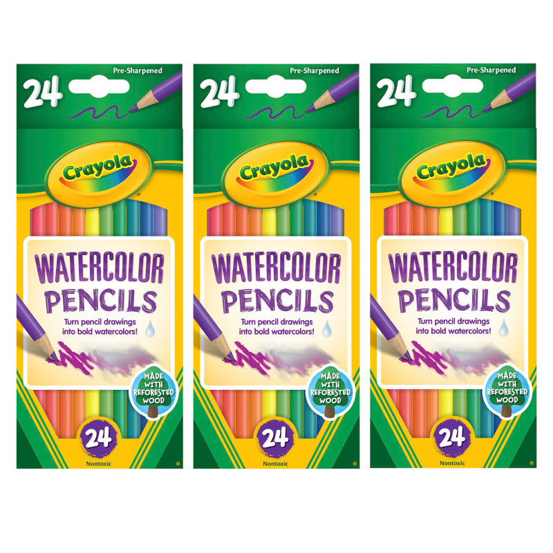 Watercolor Pencils, 24 Per Box, 3 Boxes