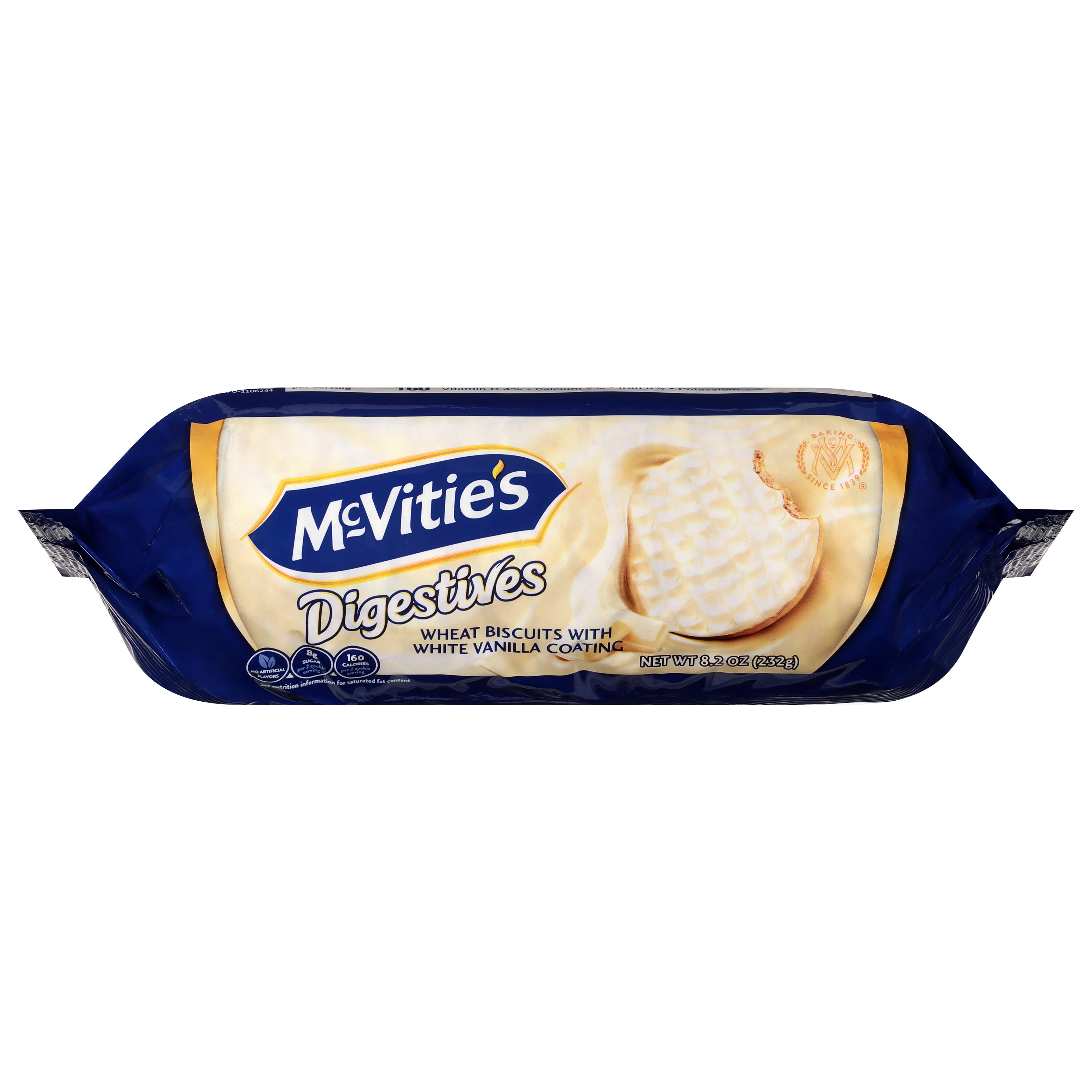 McVitie's Digestives with White Vanilla Coating Wheat Biscuits 8.2 oz - Case of 12