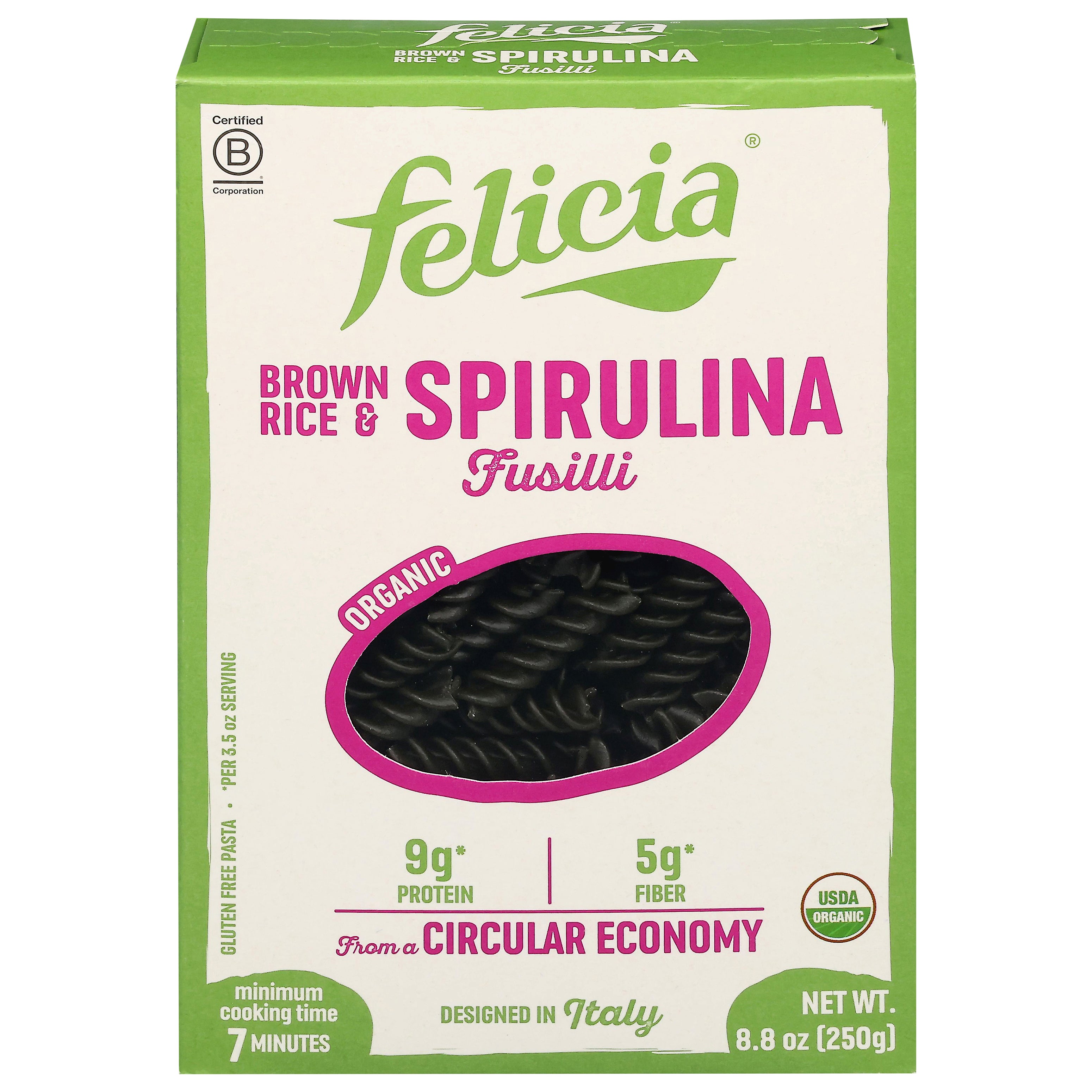 Felicia Brown Rice & Spirulina Fusilli 8.8 oz - Case of 6