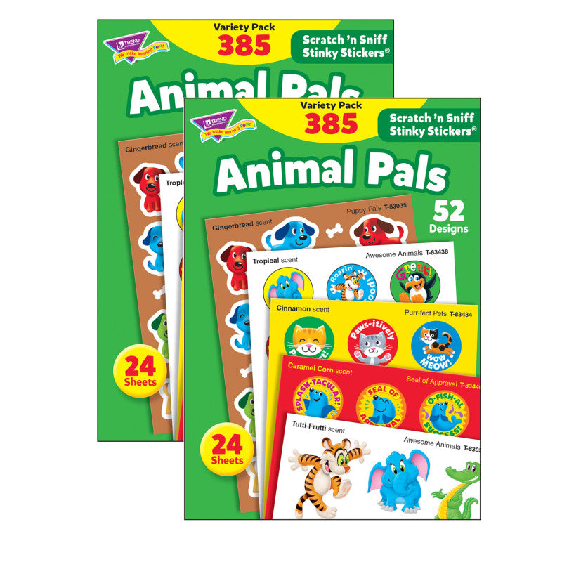 TREND - Animal Pals Stinky Stickers® Variety Pack, 385 Per Pack, 2 Packs