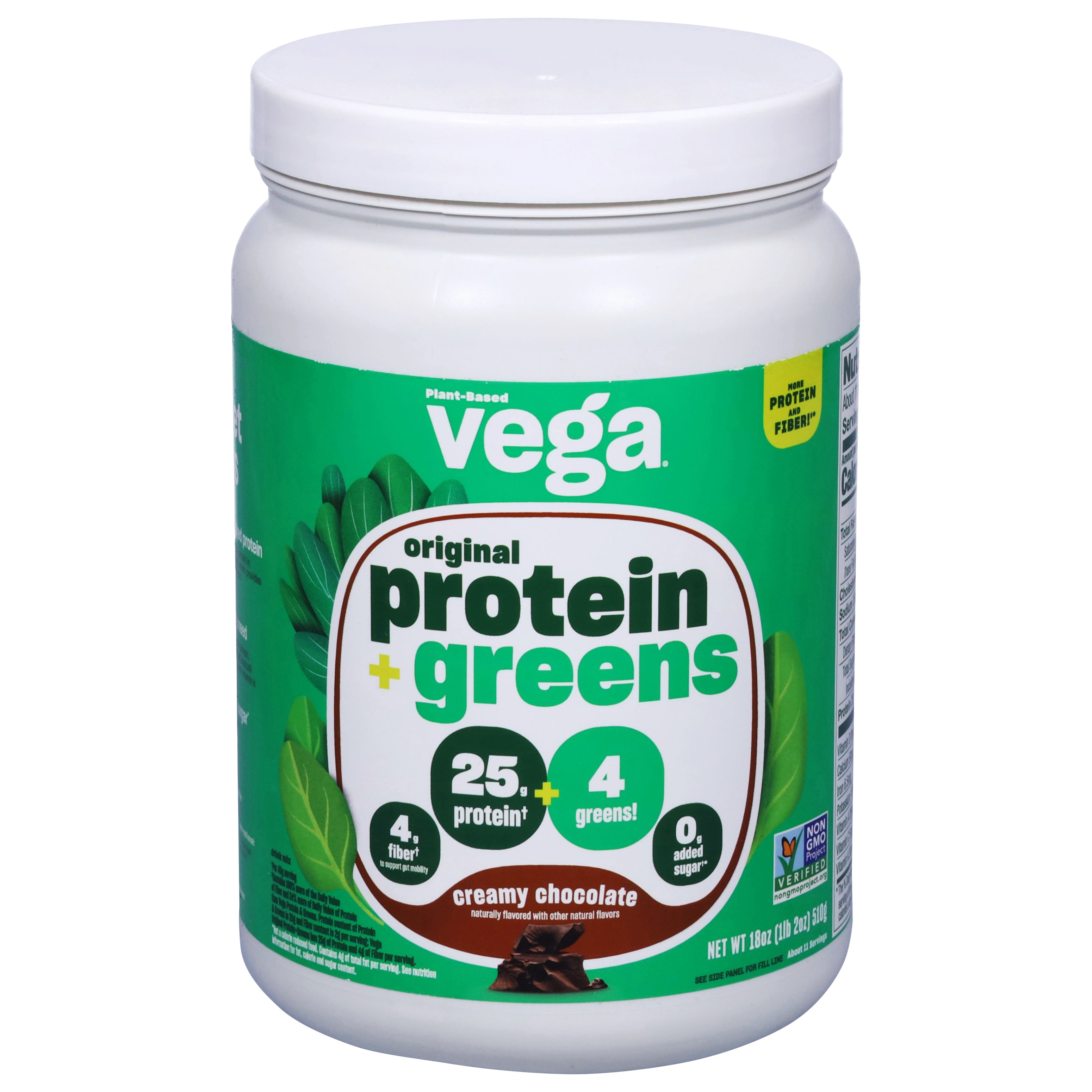Vega Plant-Based Original Protein + Greens Creamy Chocolate Drink Mix 18 oz - Case of 1