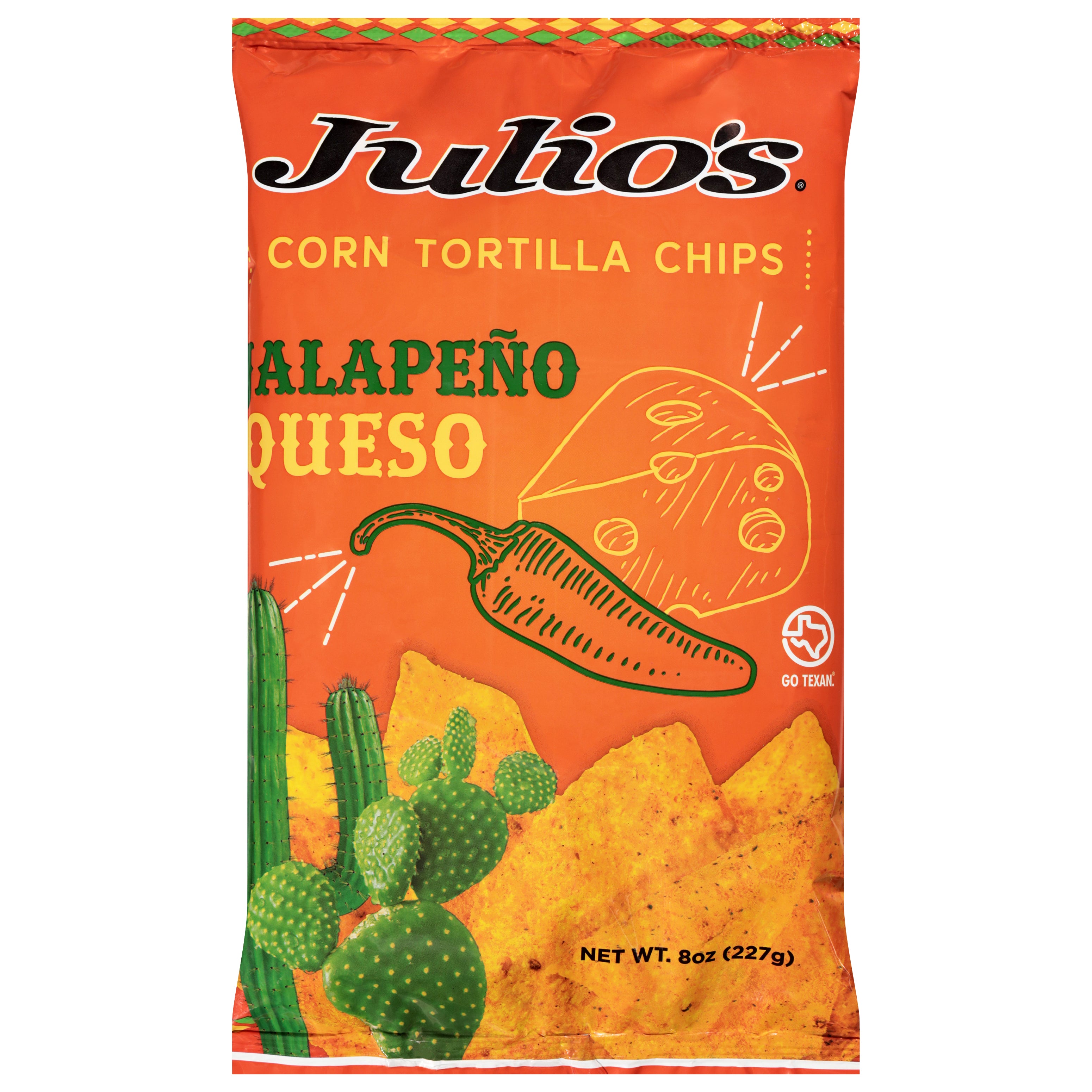 Julio's Jalapeno Queso Corn Tortilla Chips 8 oz - Case of 6