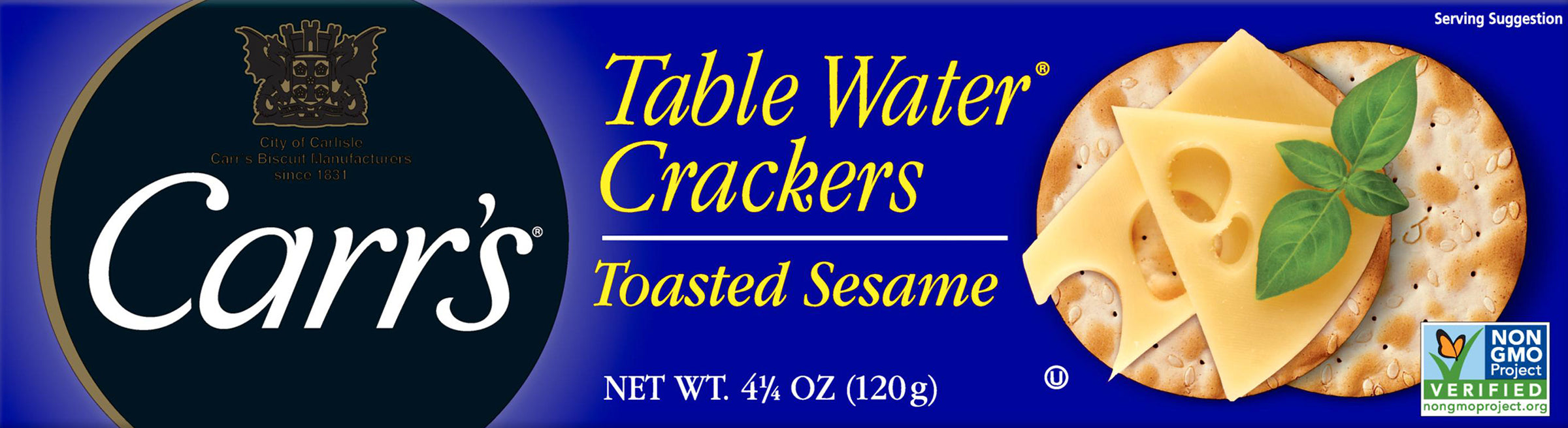 Carr's Toasted Sesame Table Water Crackers 4.25 oz - Case of 12
