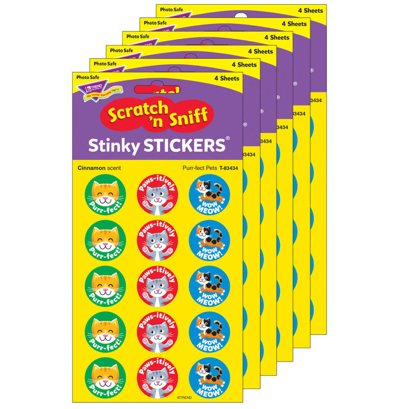 TREND - Purr-fect Pets/Cinnamon Stinky Stickers®, 60 Per Pack, 6 Packs