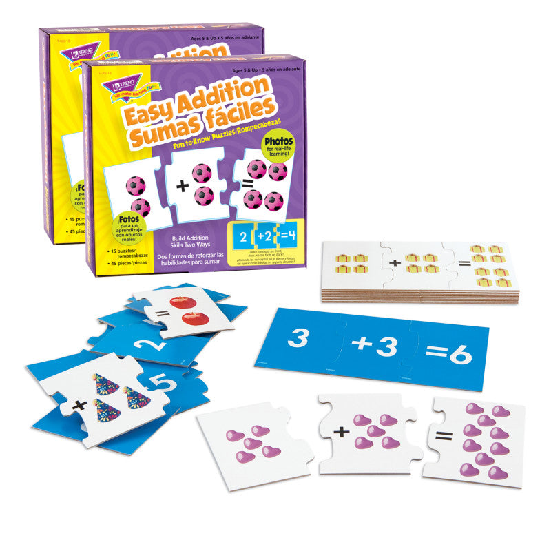 TREND - Easy Addition/Sumas faciles Fun-to-Know® Puzzles, Pack of 2