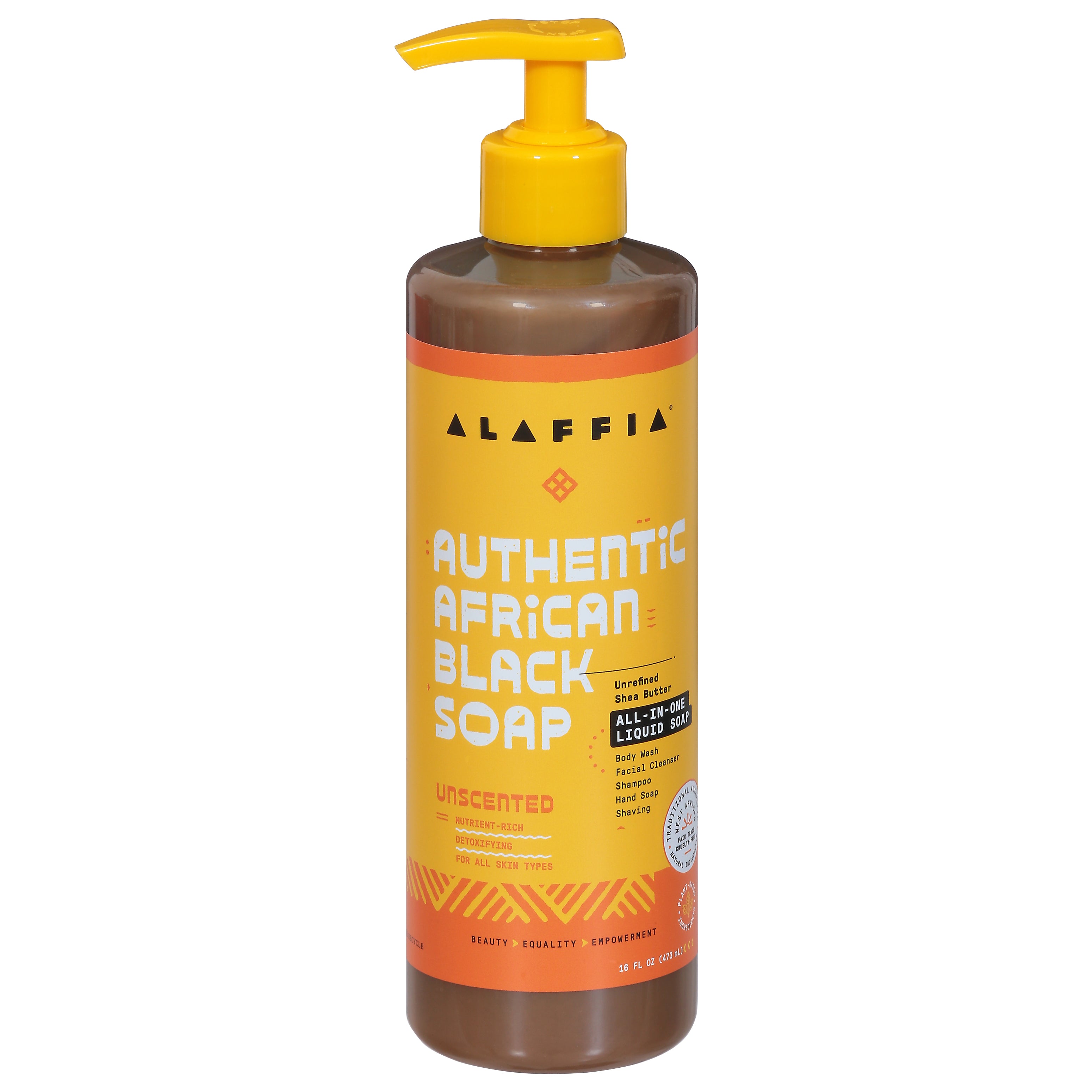 Alaffia Authentic African Black Unscented Soap 16 fl oz - Case of 1