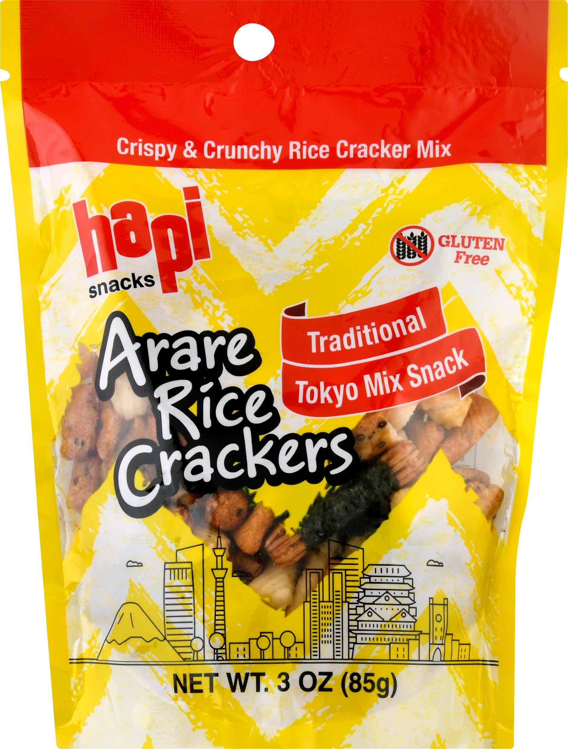 Hapi Snacks Arare Rice Crackers Traditional Tokyo Mix Snacks 3 oz - Case of 12