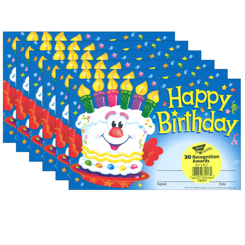 TREND - Happy Birthday Cake Recognition Awards, 30 Per Pack, 6 Packs