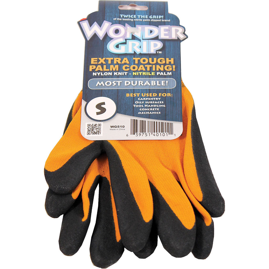 Wonder Grip Extra Tough Gloves (ORANGE, SM)