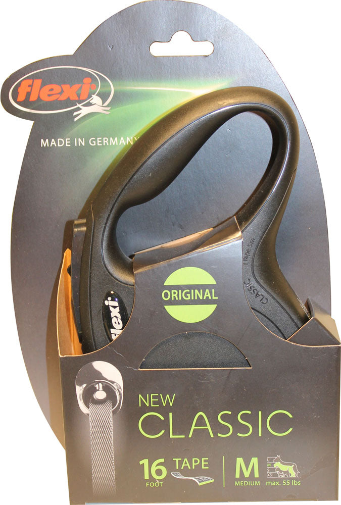 Flexi Classic Tape Retractable Leash (BLACK, MD-16 FT-55 LB)