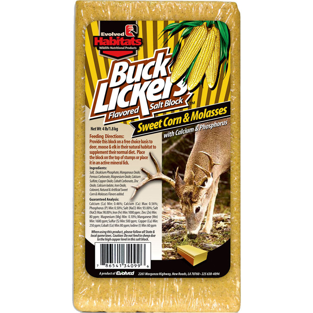 Evolved Buck Lickers Flavored Salt Block (MOLASSES/CORN, 4 LB)