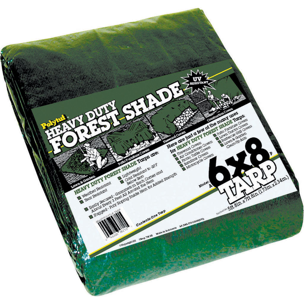 Polytuf Heavy Duty Forestshade Tarp (GREEN, 6X8 FT-4.5 OZ)