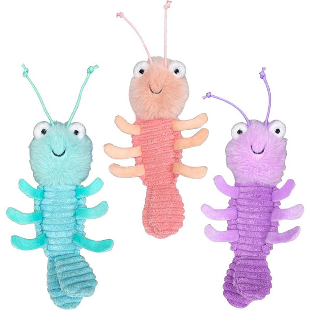Multipet Gumbo Shrimp Plush Dog Toy (LAVENDAR/TEAL/P, 5 IN)