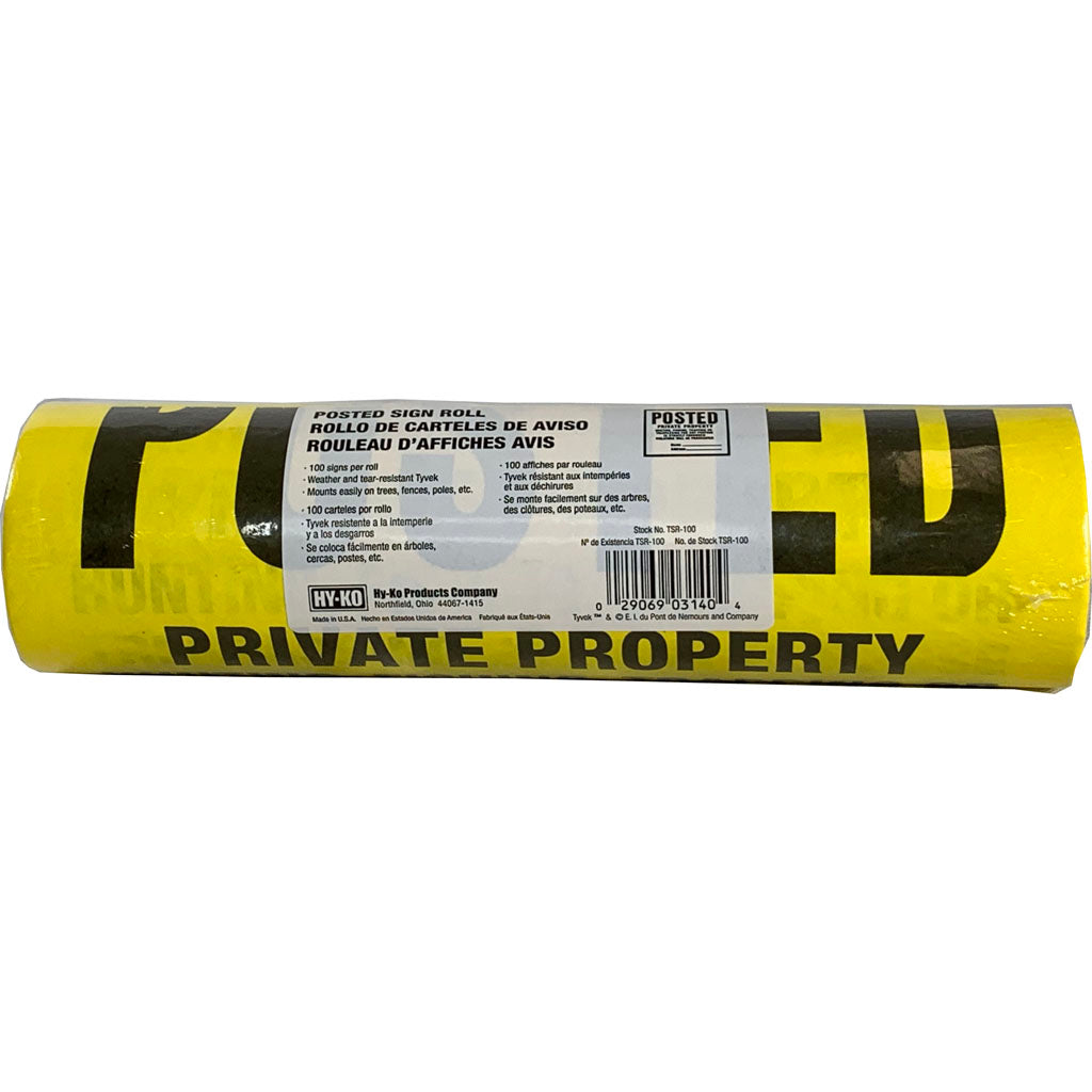 Posted Private Property Tyvek Sign (YELLOW/BLACK, 100 PK)