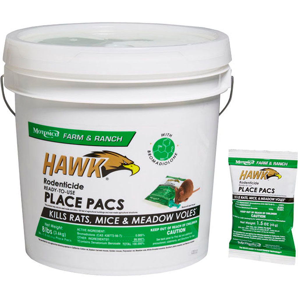 Hawk Rodenticide Rtu Pelleted Place Pacs Pail (1.5 OZ-86 CT)