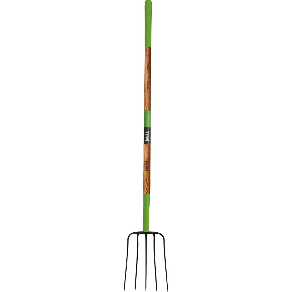 Ames 5 Tine Forged Manure Fork Long Handle (GREEN, 61 IN)